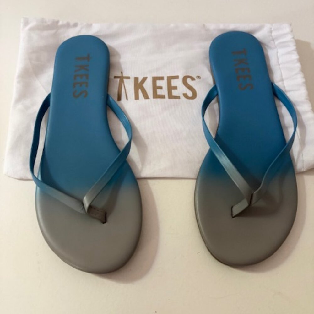 Brand New TKEES Blue and Gray Gradient Flip Flops